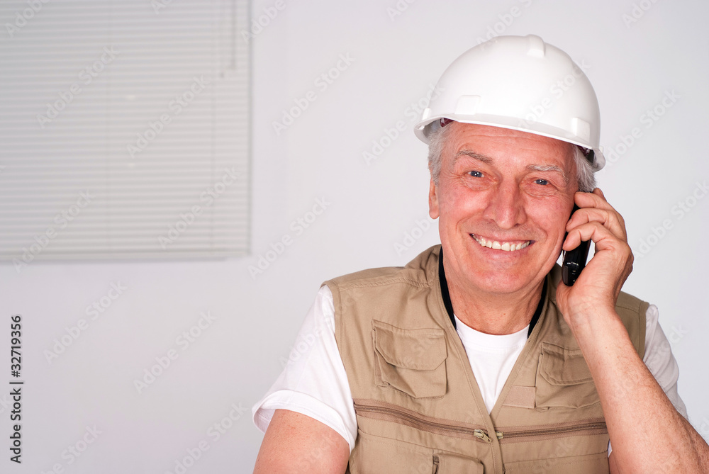 senior builder sitting senior builder sitting
