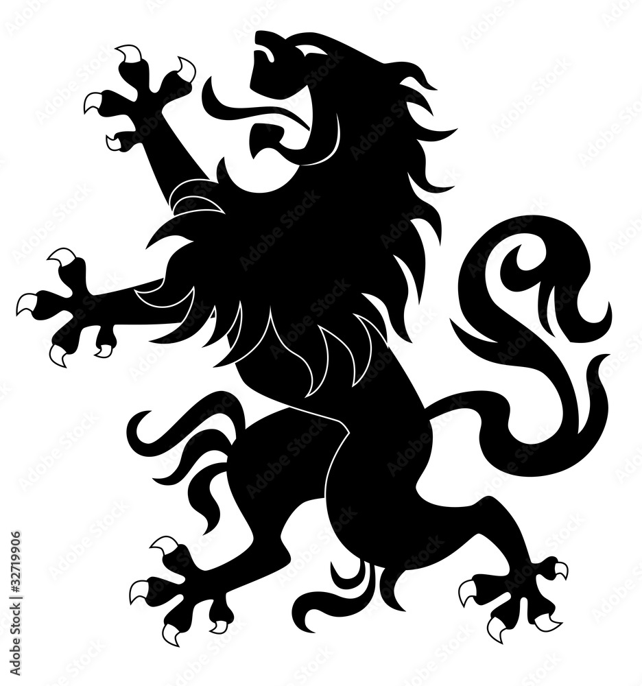 Silhouette of standing heraldic lion Silhouette of standing heraldic lion