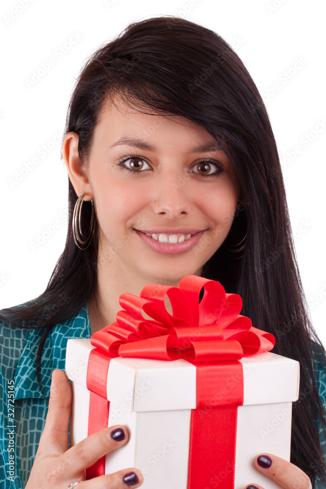 Girl holding a gift Girl holding a gift