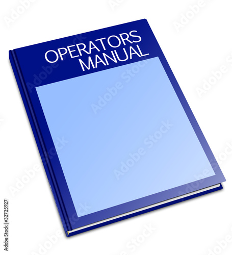 Blank OPERATORS MANUAL hard cover workshop manual book asset, isolated, light blue and dark blue 