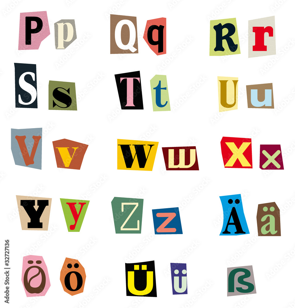 Vektor Buchstaben-Set aus Zeitungsausschnitten Vektor Buchstaben-Set aus Zeitungsausschnitten