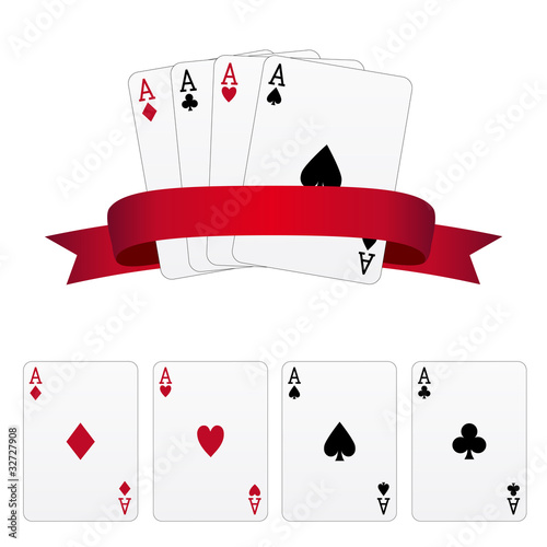 Four aces with red banner