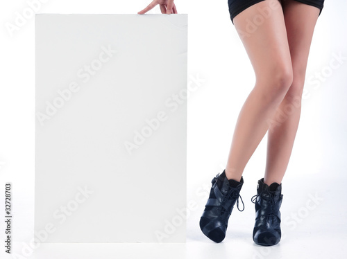 sexy legs with white sign