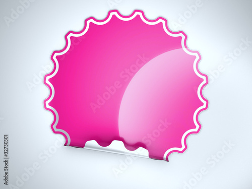 Magenta round bent sticker or label photo