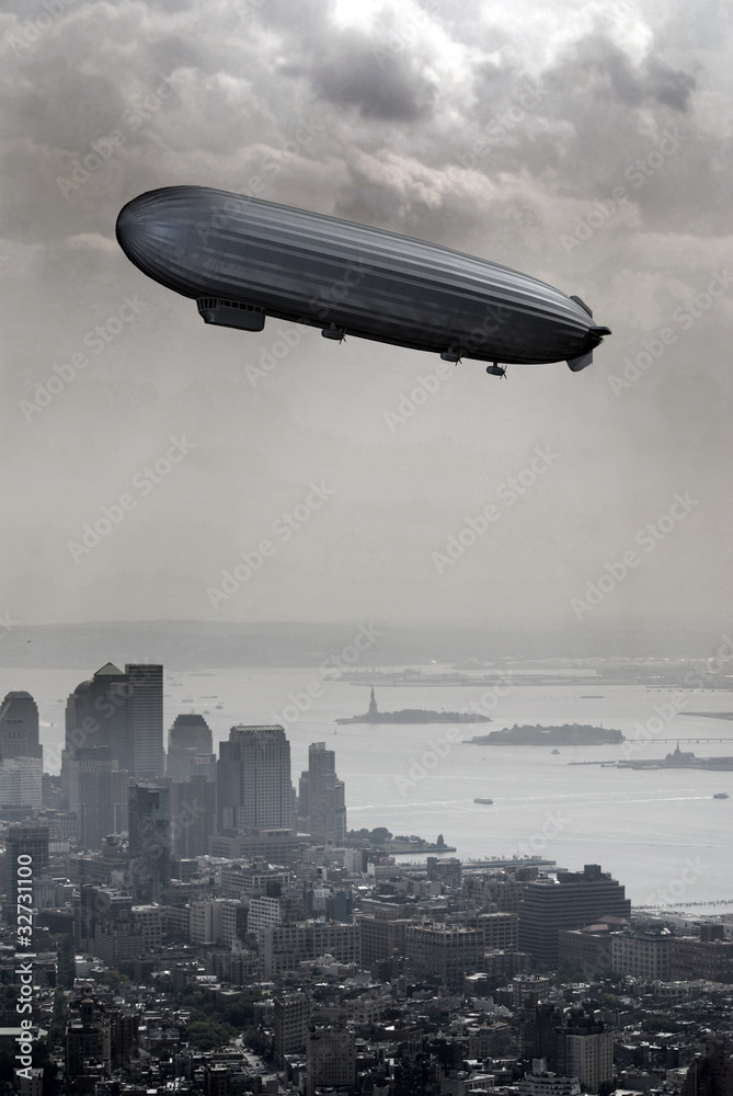 Obraz premium Zeppelin above New York