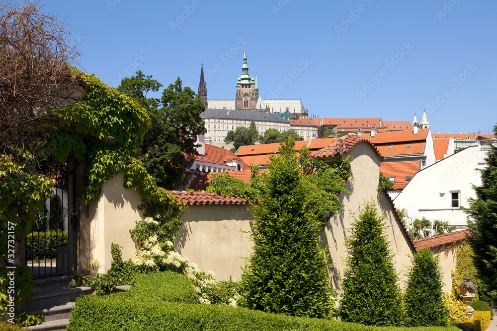 prague - vrtba garden and hradcany castle prague - vrtba garden and hradcany castle