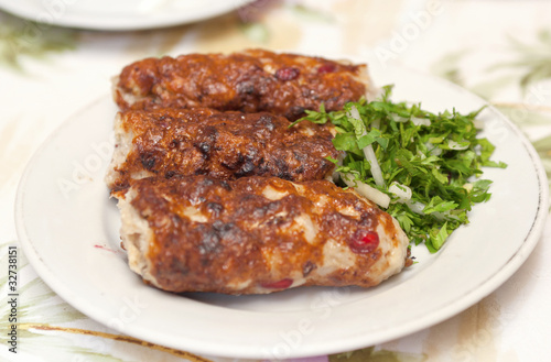 Chiken lulya-kebab. Traditional chicken cutlets