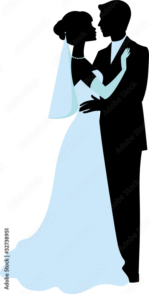 Bride and groom silhouettes Bride and groom silhouettes