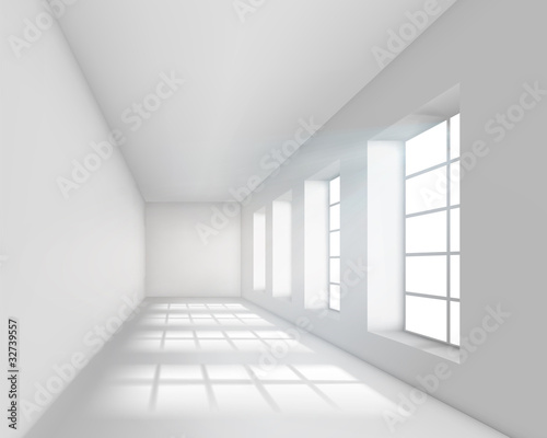 Empty white interior. Vector illustration.