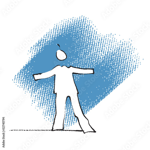 Single person silhouette, icon, simple freehand drawing