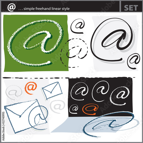e-mail sign & set of mailing symbols