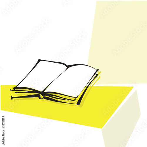 open book icon, freehand calligraphic line, vector