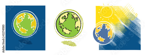 Earth icon - set of three