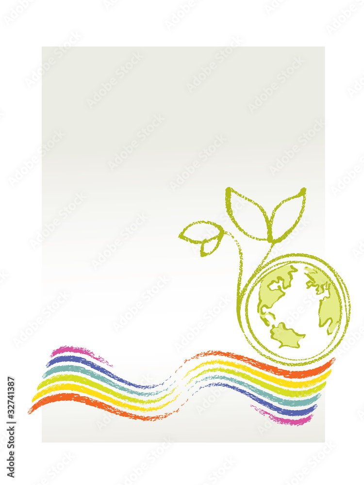 Eco / Environmental Theme (Earth, rainbow and a little plant)