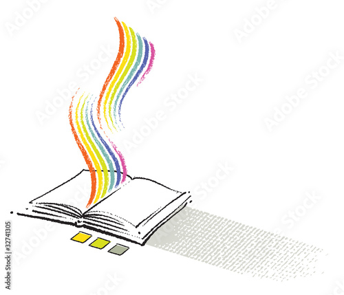 open book icon, freehand drawing, vector