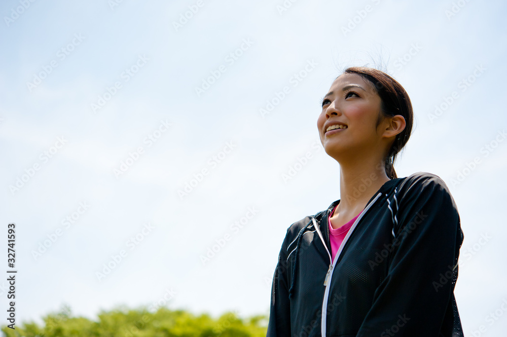 beautiful asian woman exercising in the park beautiful asian woman exercising in the park
