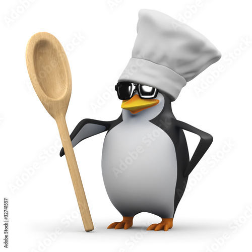 3d Penguin chef holds the wooden spoon © Steve Young