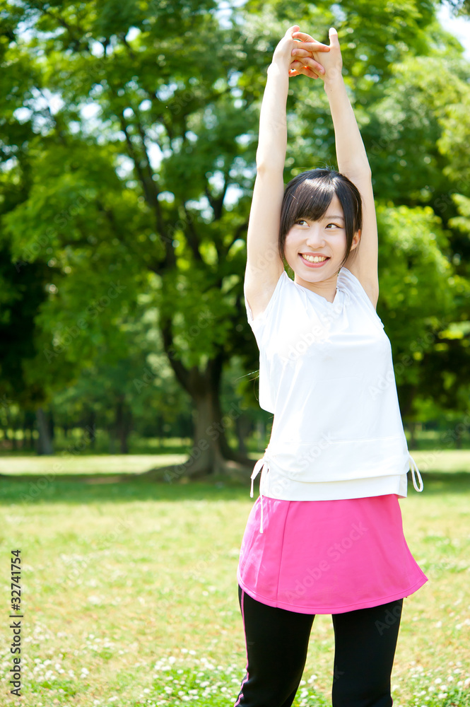 beautiful asian woman exercising in the park beautiful asian woman exercising in the park