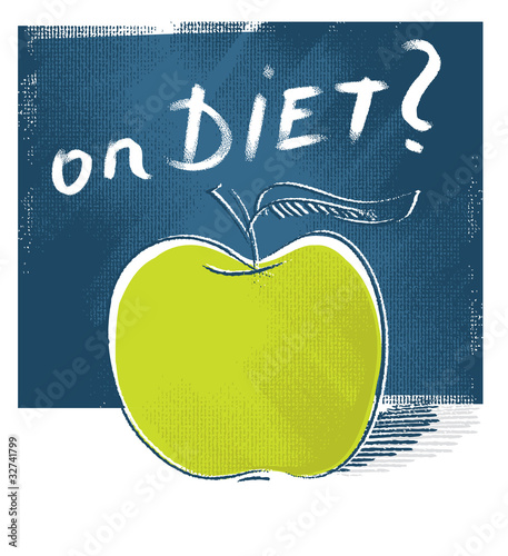 apple icon - on diet (freehand drawing and lettering)