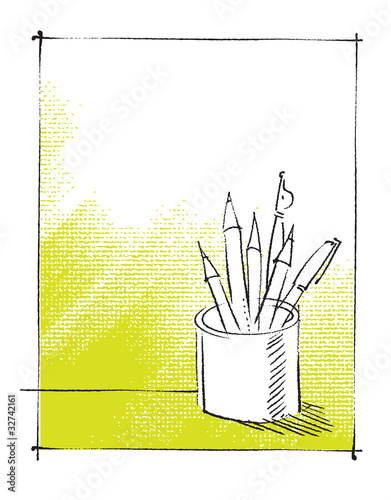 pen and pencils, freehand drawing, artistic vector