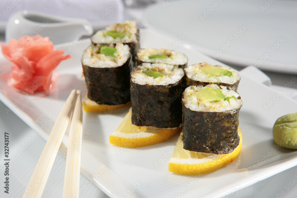 Sushi is popular japanese dish Sushi is popular japanese dish