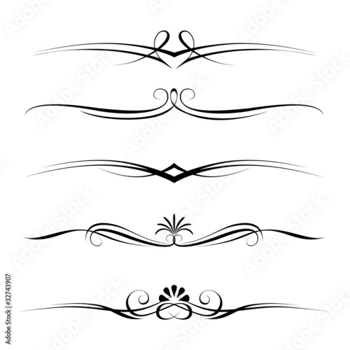 Vector set of decorative elements, border and page rules frame