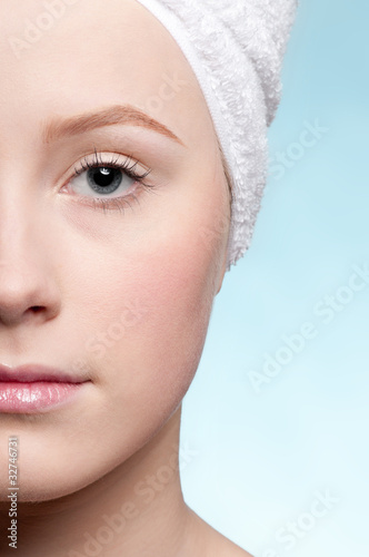 Close-up portrait of woman with perfect health skin