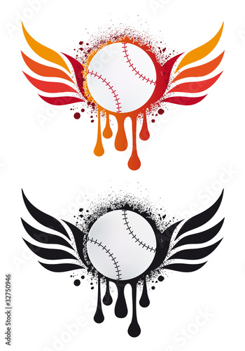 baseball with fire wings, vector