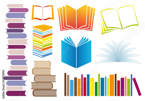 set of books, vector