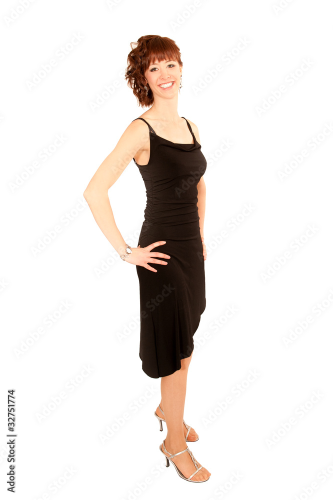 Fototapeta premium Portrait einer schönen jungen Frau in schwarzem Kleid