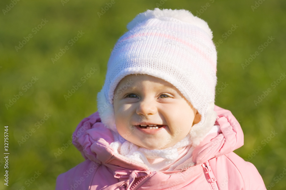 Portrait close up of the baby on walk. Portrait close up of the baby on walk.