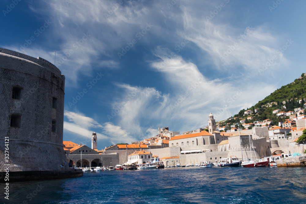 view of old port in Dubrovnik, Croatia