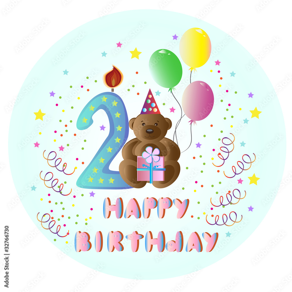 Greeting card Happy Birthday with bear Greeting card Happy Birthday with bear