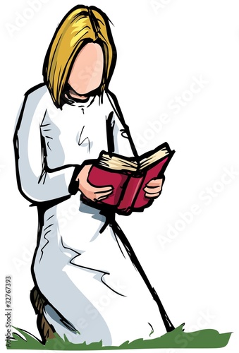 Girl kneeling with a book