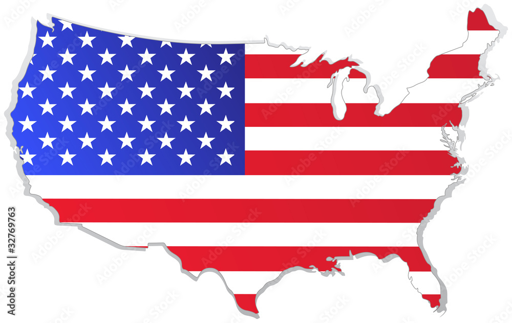 usa map with flag