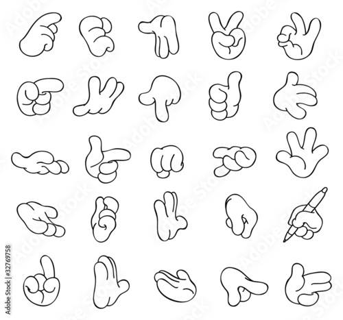 Outlined cartoon hands