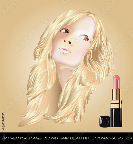 eps Vector image: blond hair beautiful woman＆lipstick