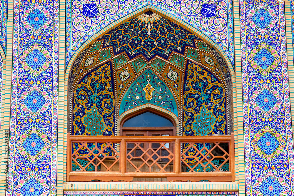 Tiled balcony, ,Seyed Alaedin Hossein Shrine, Iran