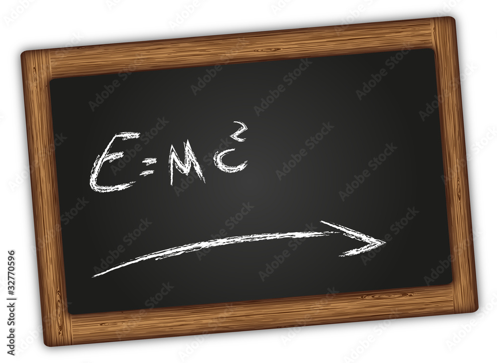 Lavagna con la famosa equazione Einstein, vettoriale Lavagna con la famosa equazione Einstein, vettoriale