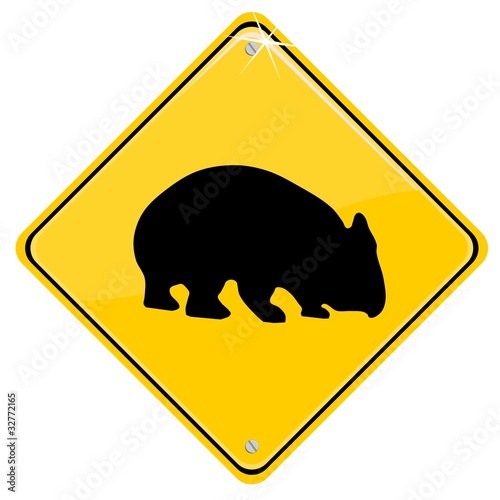 Australian traffic sign with a wombat