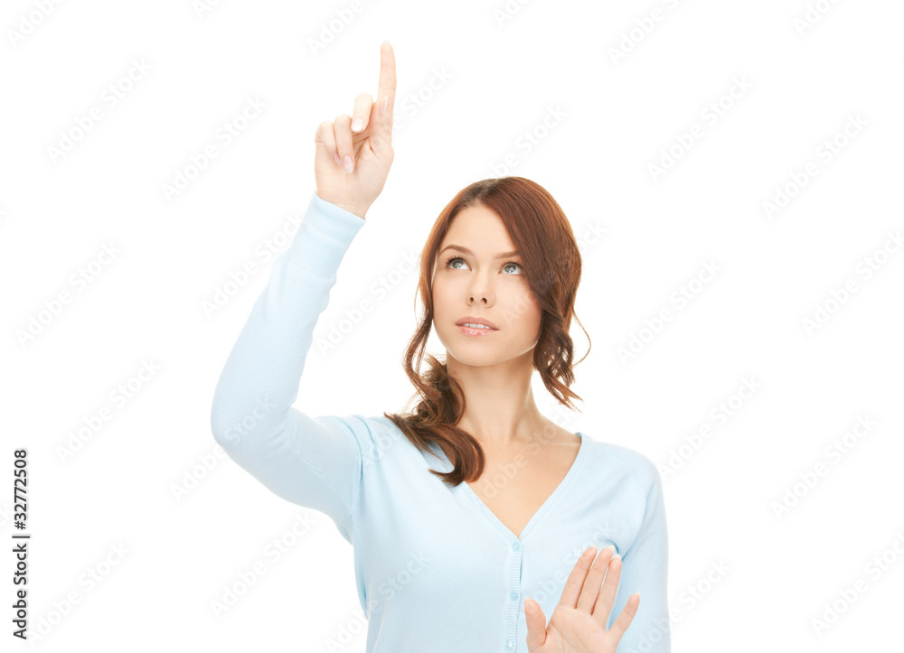 businesswoman working with something imaginary businesswoman working with something imaginary