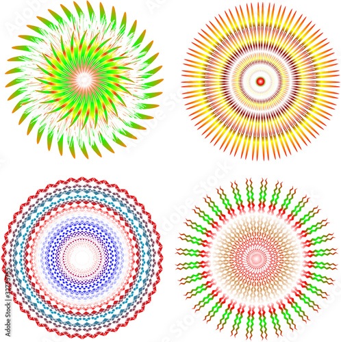 Set of vector guilloche rosettes decorative elements