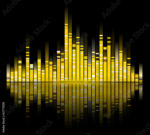yellow digital sound equalize isolated on black background