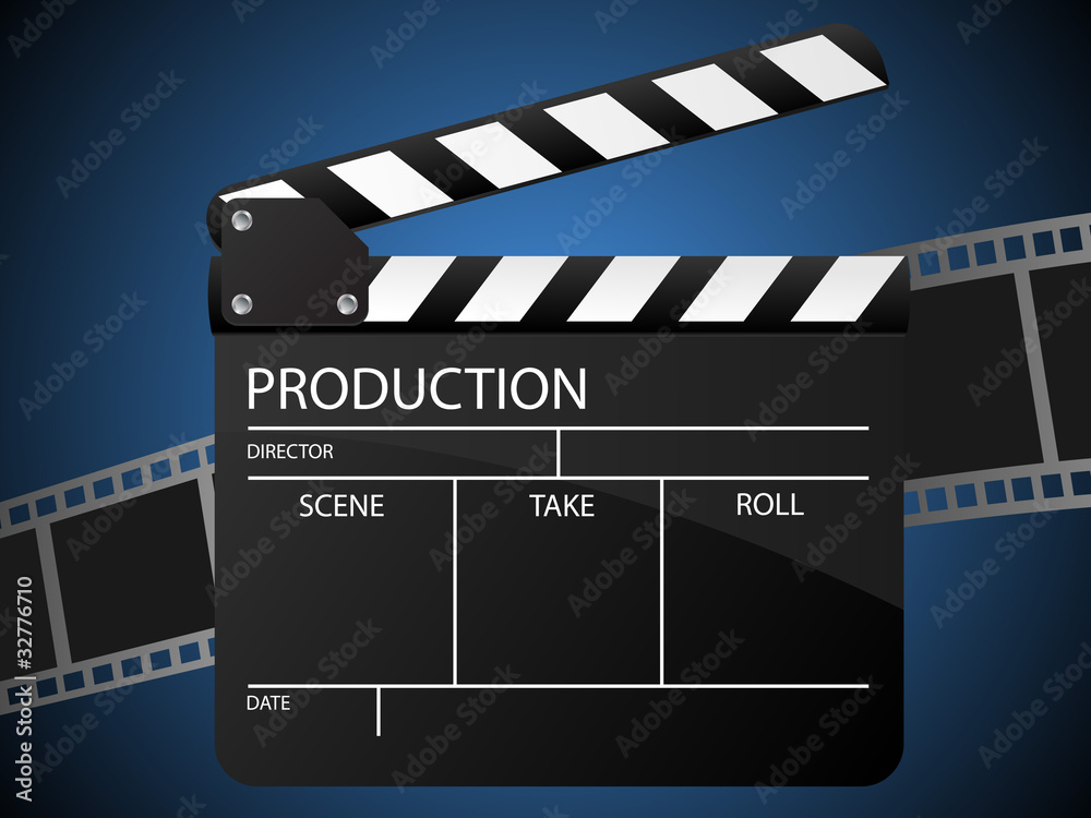 Film Slate with Movie Film Reel