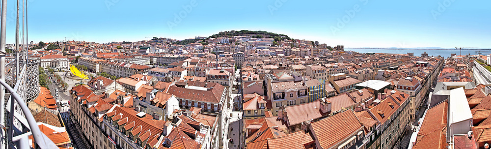 cityscape of Lisbon with Sao Jorge Castle and Se Cathedral
