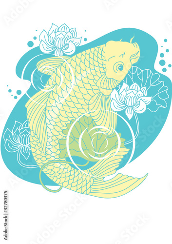 Gold koi carp in pond