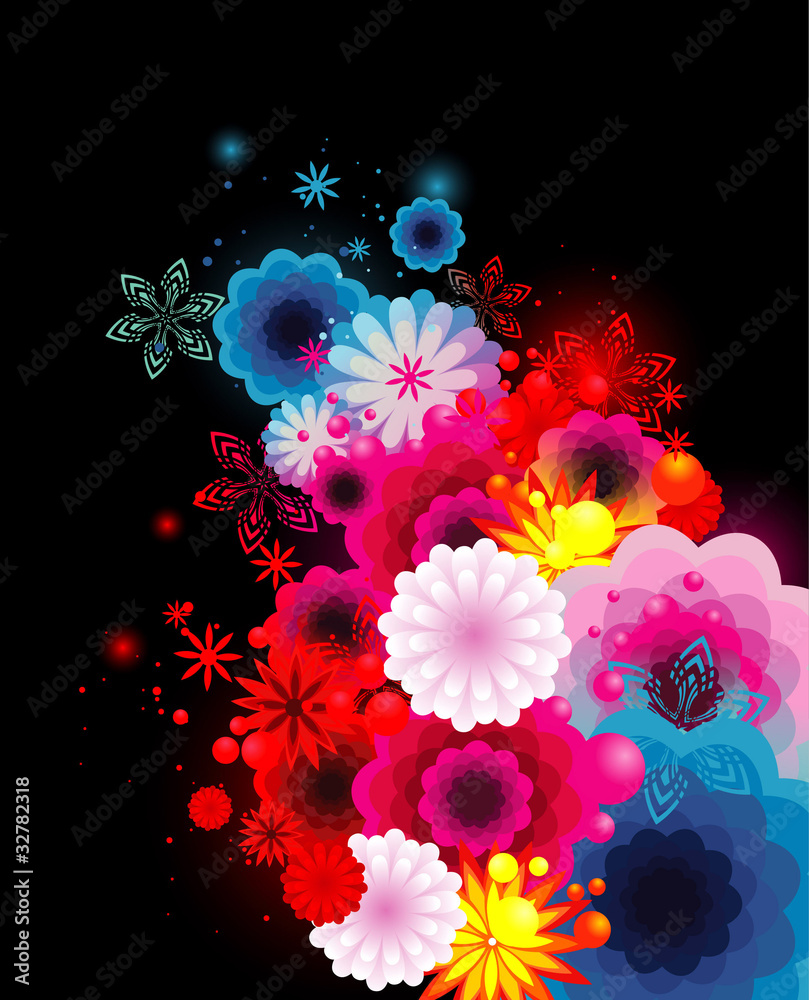 flores neon en vector Stock Vector | Adobe Stock