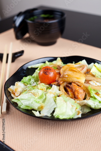 Salad with seafood in japanese style