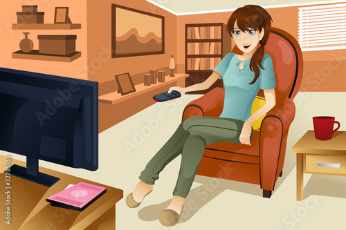 Woman watching television