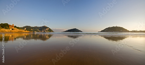 Concha beach and cantabrian sea  in the city of Donostia
